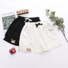Dog Embroidered Wide-leg Shorts