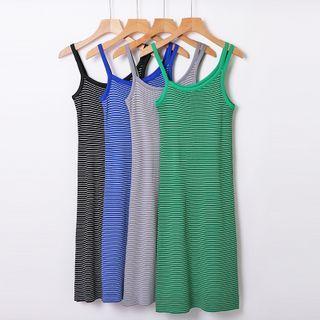Two Tone Striped Knit Skinny Dress