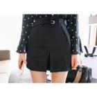 Pleated-front Mini Skirt With Belt