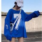 Number Print Long Sleeve T-shirt Dress