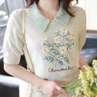 Chamomile Embroidered Linen Knit Top