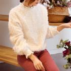 Round-neck Furry-panel Pullover
