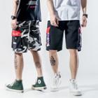 Camo Print Paneled Wide-leg Cargo Shorts