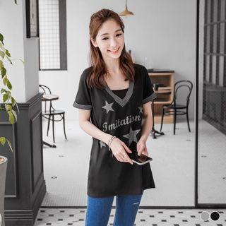 Star Striped Trim Top