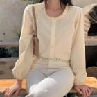 [cle.] Frill-neck Pintuck Blouse
