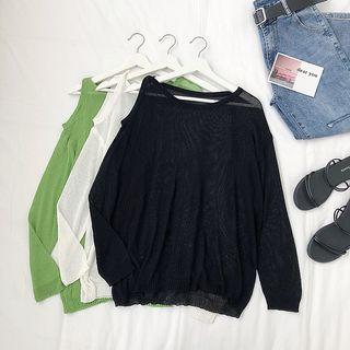 Sheer Asymmetric Cutout Shoulder T-shirt