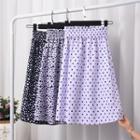 Elastic-waist Dotted Chiffon A-line Skirt