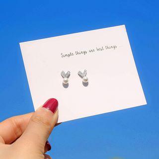 925 Silver Faux Pearl Earring White - One Size