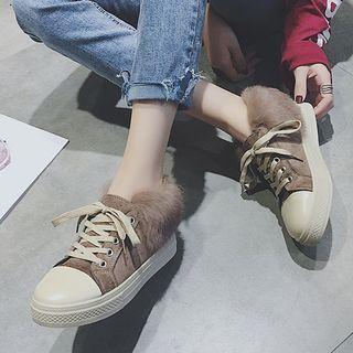 Furry Panel Lace Up Sneakers