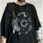 Galaxy Print Elbow-sleeve T-shirt