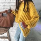 Contrast Cuff Ribbed Chunky Sweater