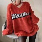 Halter-neck Lettering Sweater