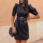 Puff-sleeve Short-sleeve Mini A-line Dress