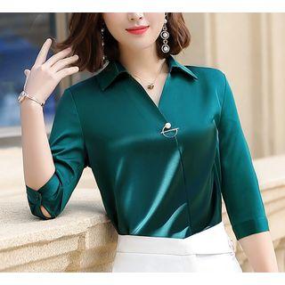 Elbow-sleeve Work Blouse / Pencil Skirt / Set