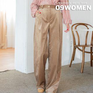 Pleated Corduroy Wide-leg Pants