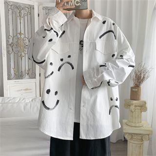 Long-sleeve Smiley Print Shirt
