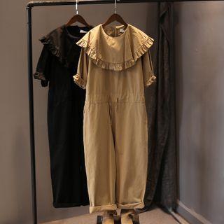 Short Sleeve Frilled Jumpsuit