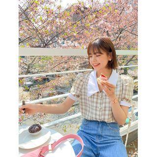 Chelsea-collar Plaid Blouse