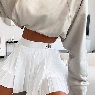 Pleated Embroidered Skirt