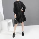 Rhinestone Puff-sleeve Chiffon Dress