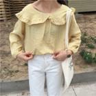 Check Peter-pan Collar Loose-fit Long-sleeve Blouse