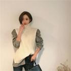 Turtle-neck Dip-back Rib-knit Vest