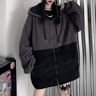 Two-tone Fleece Zip-up Hoodie