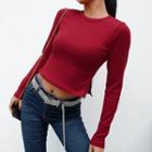 Long-sleeve Crop Zip Top