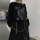 Printed Long-sleeve T-shirt Black - One Size