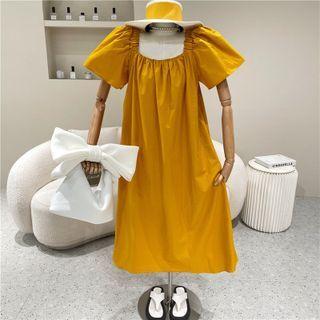 Square-neck Ruched Dress