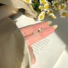 Non-matching Cat Eye Stone Rhinestone Butterfly & Daisy Earring 1 Pair - Gold - One Size