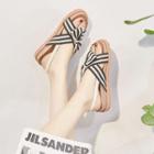 Striped Slingback Flat Sandals
