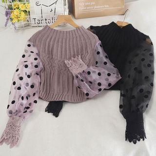Dotted Mesh Panel Sweater