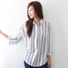 Long-sleeve Striped Chiffon Shirt