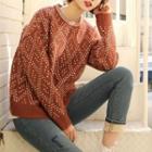 Dotted-argyle Loose-fit Sweater