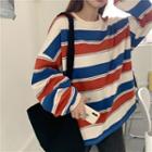 Long-sleeve Striped Round-neck T-shirt