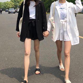 Set: Double Breasted Blazer + Wide-leg Shorts