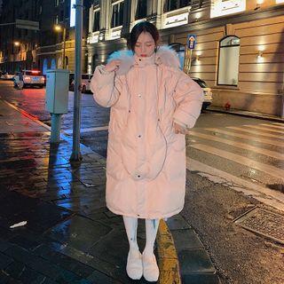 Fluffy Trim Padded Midi Coat