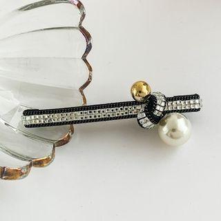 Faux Pearl Hair Clip 1 Pair - Silver - One Size