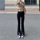 High Waist Slim Fit Slit Bell-bottom Jeans