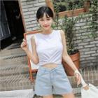 Sleeveless Knotted-front Crop Top