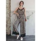 Spaghetti-strap Lace-trim Floral Jumpsuit