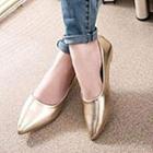 Faux-leather Pointy-toe Flats