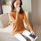 Cable Knit Sleeve Plain Sweater