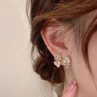 Faux Pearl Bow Stud Earring Eh1466 - White & Gold - One Size