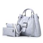 Set Of 3: Faux Leather Tote Bag + Crossbody Bag + Clutch
