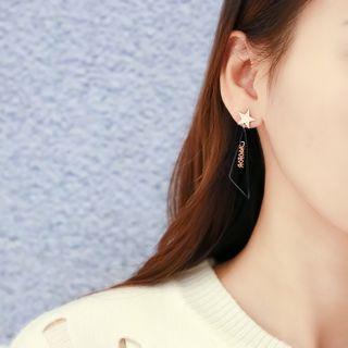Star Triangle Drop Earring 1 Pair - Gold & Black - One Size