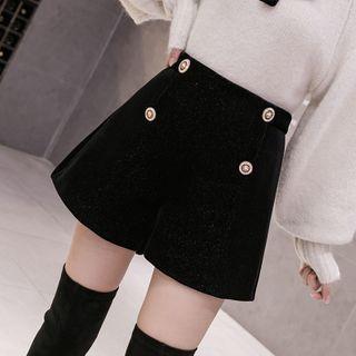 High-waist Plain Velvet Shorts