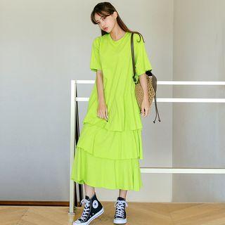 Tiered-hem Maxi T-shirt Dress