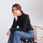 Mock-neck Lettuce-edge Rib Top